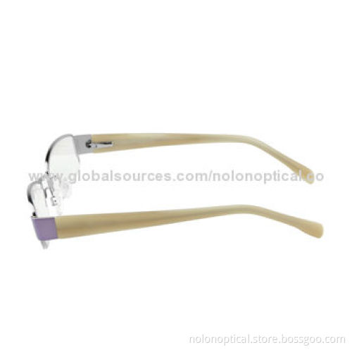 High-quality Metal Half-rimless Women's Eyeglass Frame, Logos Can be Printed